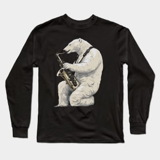 Polar Bear Playing Saxophone Long Sleeve T-Shirt